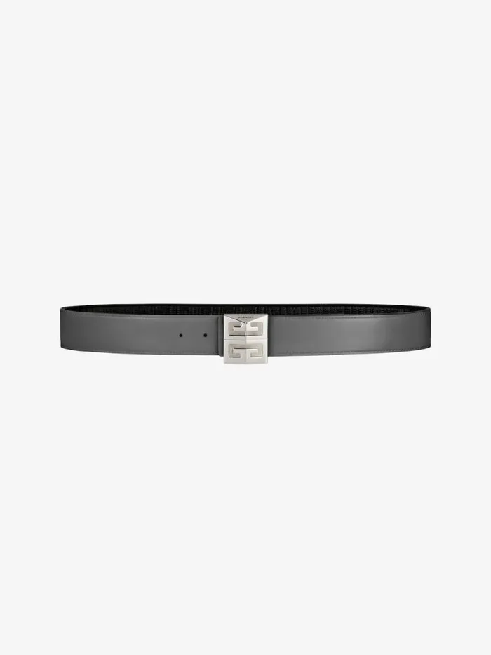 4g Reversible Belt In Leather And 4g Coated Canvas Quartz Grey Men Givenchy Belts