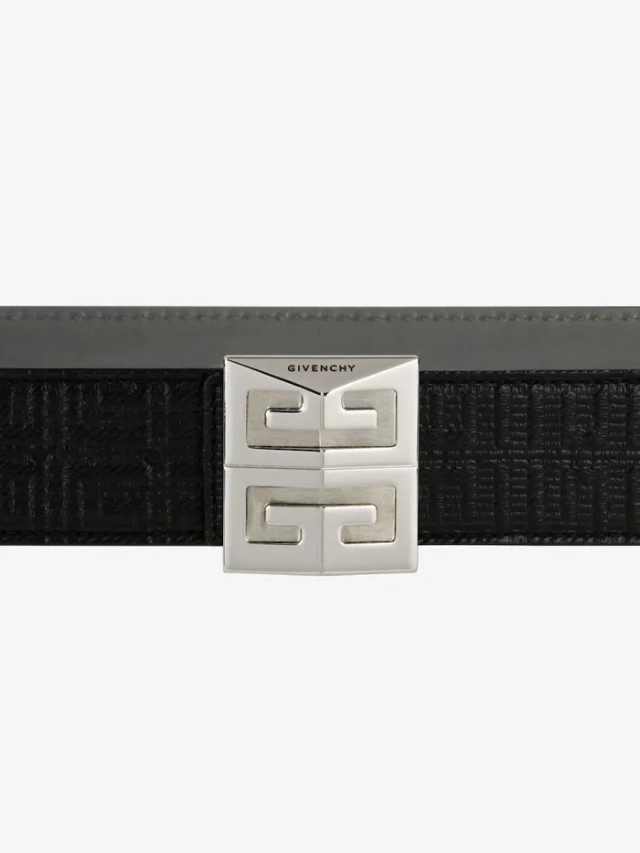 4g Reversible Belt In Leather And 4g Coated Canvas Quartz Grey Men Givenchy Belts