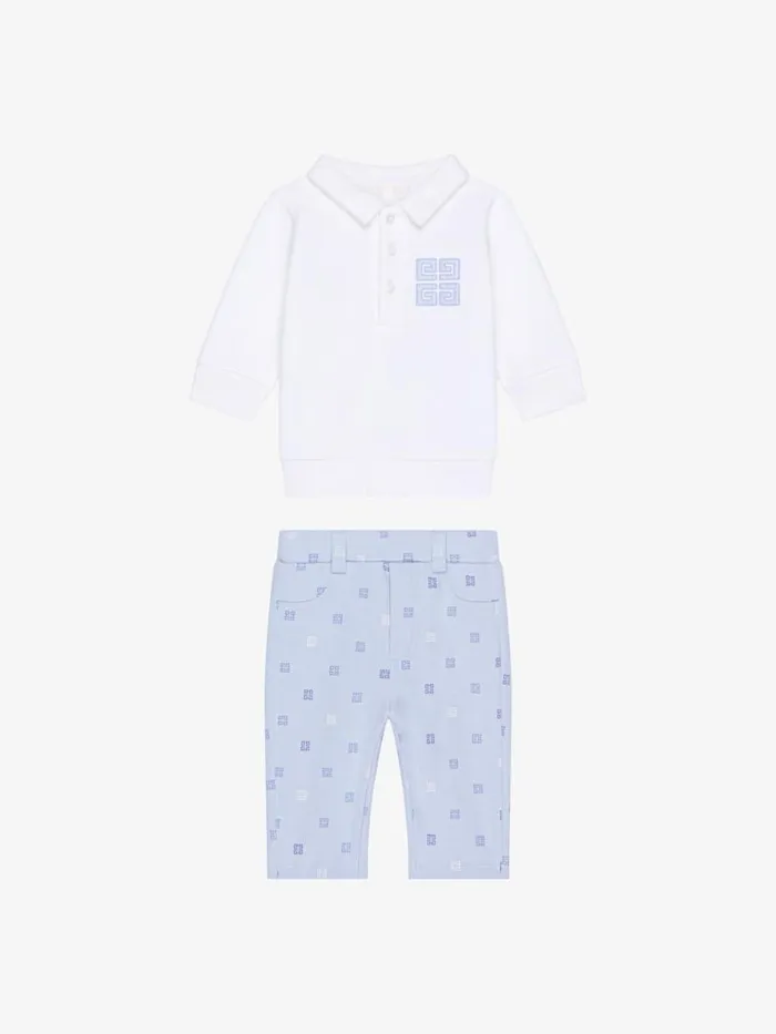 4g Sweatshirt And Pants In Fleece And Cotton Gift Set Light Blue Kids Givenchy
