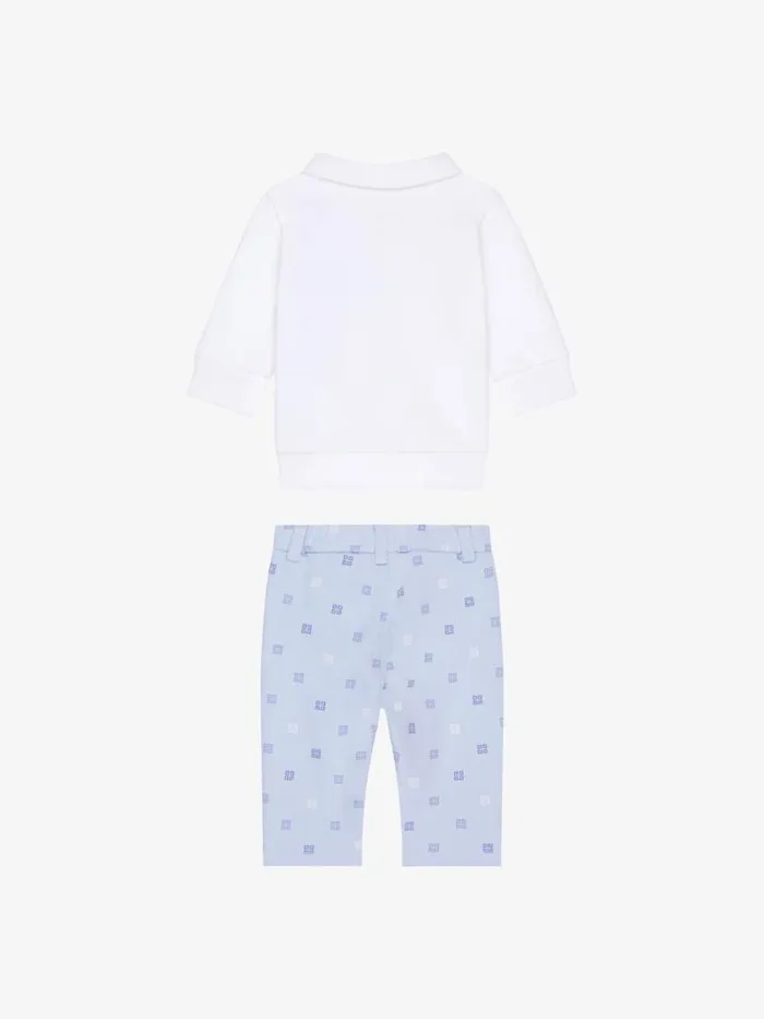 4g Sweatshirt And Pants In Fleece And Cotton Gift Set Light Blue Kids Givenchy