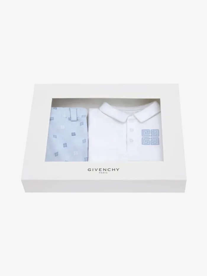 4g Sweatshirt And Pants In Fleece And Cotton Gift Set Light Blue Kids Givenchy