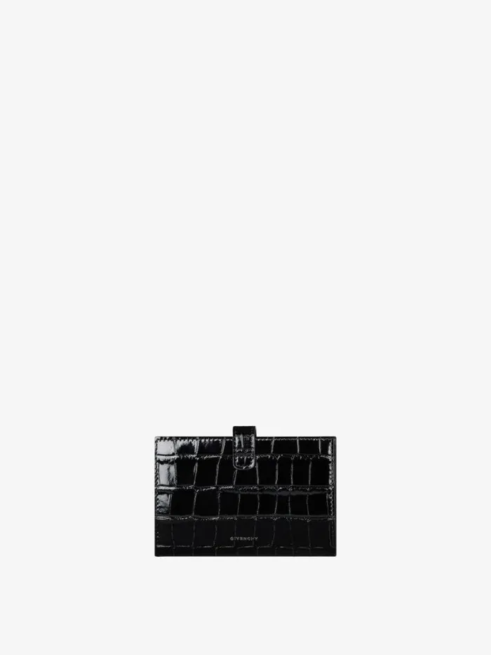 4g Wallet In Crocodile Effect Leather Black Women Givenchy Wallets and Card Holders