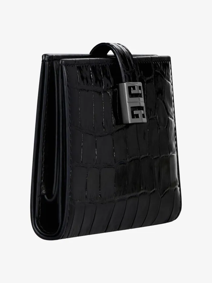 4g Wallet In Crocodile Effect Leather Black Women Givenchy Wallets and Card Holders