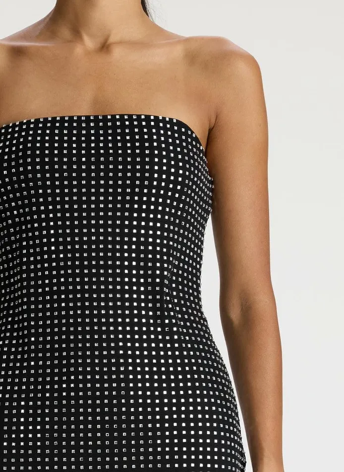 Accessories Women ALC Elizabeth Rhinestone Mesh Midi Dress Blacksilver Accessories Women ALC Elizabeth Rhinestone Mesh Midi Dress Blacksilver