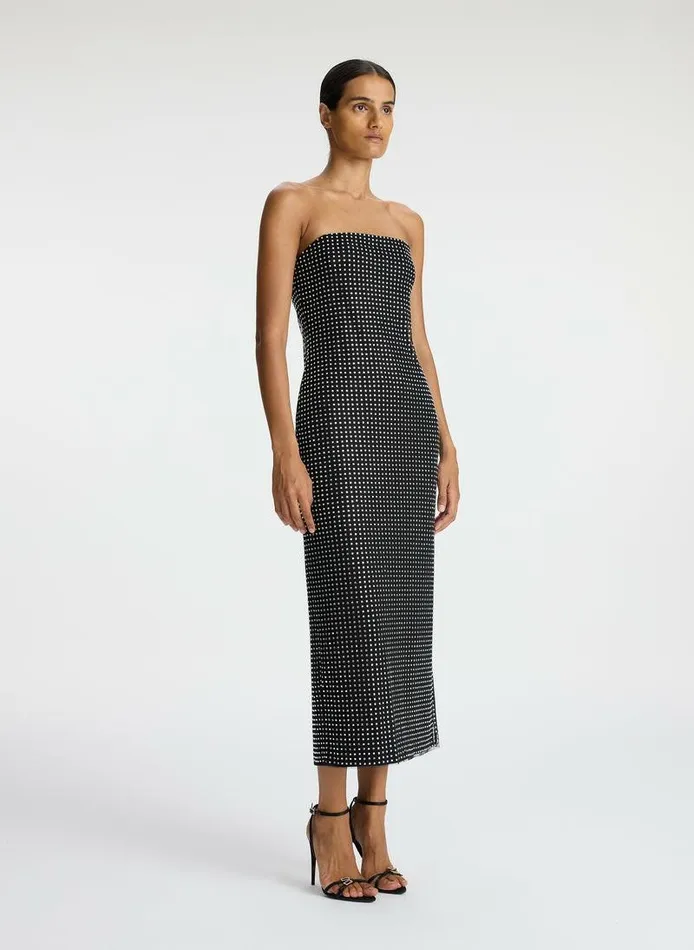 Accessories Women ALC Elizabeth Rhinestone Mesh Midi Dress Blacksilver Accessories Women ALC Elizabeth Rhinestone Mesh Midi Dress Blacksilver