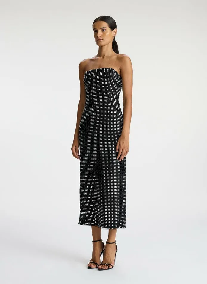 Accessories Women ALC Elizabeth Rhinestone Mesh Midi Dress Blacksilver Accessories Women ALC Elizabeth Rhinestone Mesh Midi Dress Blacksilver