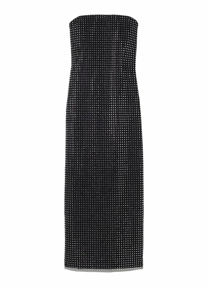Accessories Women ALC Elizabeth Rhinestone Mesh Midi Dress Blacksilver Accessories Women ALC Elizabeth Rhinestone Mesh Midi Dress Blacksilver