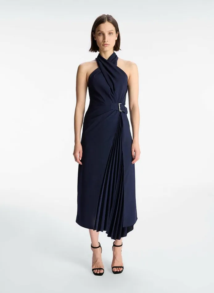 Accessories Women ALC Fiona Pleated Midi Dress Evening Blue