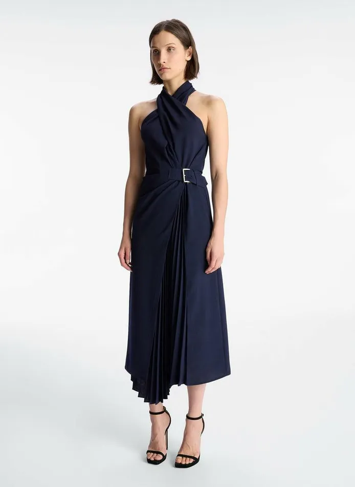 Accessories Women ALC Fiona Pleated Midi Dress Evening Blue Accessories Women ALC Fiona Pleated Midi Dress Evening Blue