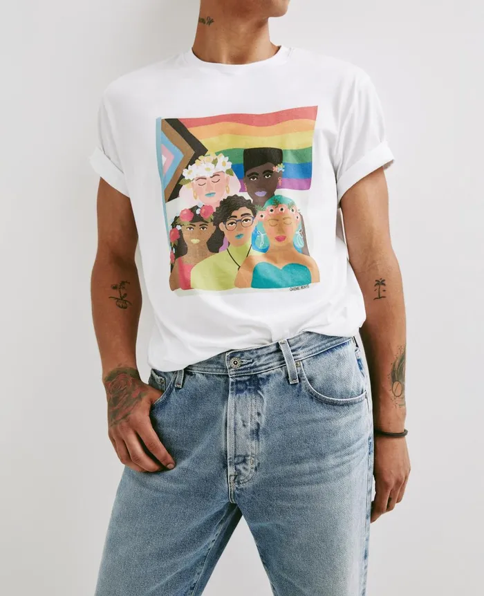 AG Jeans Bryce Crew Feel The Pride True White WomenMen Tees and Tanks