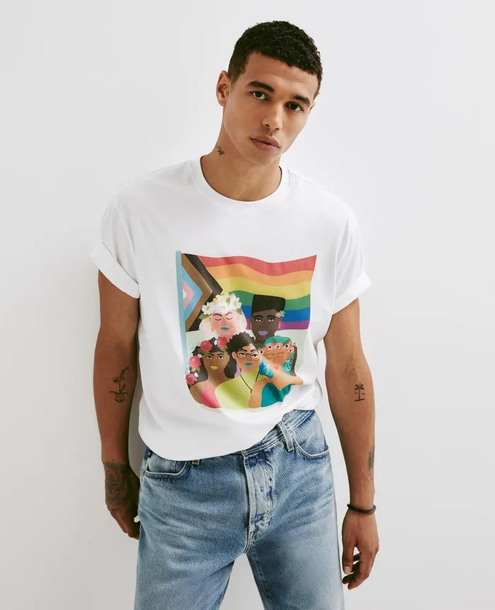 AG Jeans Bryce Crew Feel The Pride True White WomenMen Tees and Tanks AG Jeans Bryce Crew Feel The Pride True White WomenMen Tees and Tanks