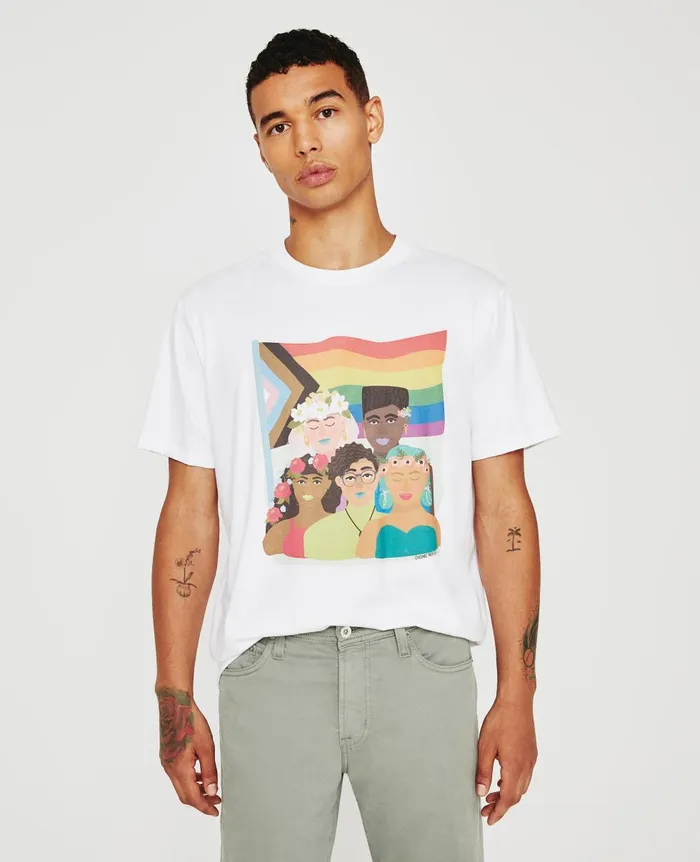 AG Jeans Bryce Crew Feel The Pride True White WomenMen Tees and Tanks AG Jeans Bryce Crew Feel The Pride True White WomenMen Tees and Tanks
