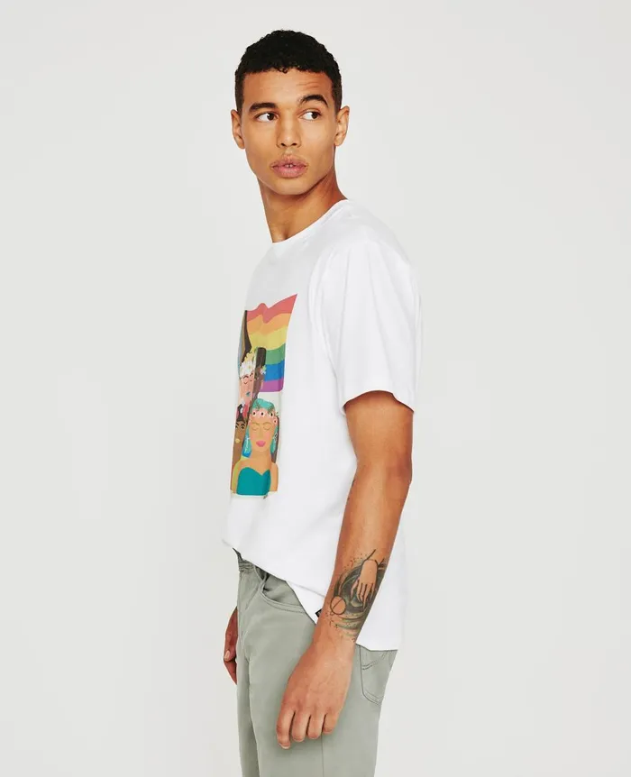 AG Jeans Bryce Crew Feel The Pride True White WomenMen Tees and Tanks AG Jeans Bryce Crew Feel The Pride True White WomenMen Tees and Tanks