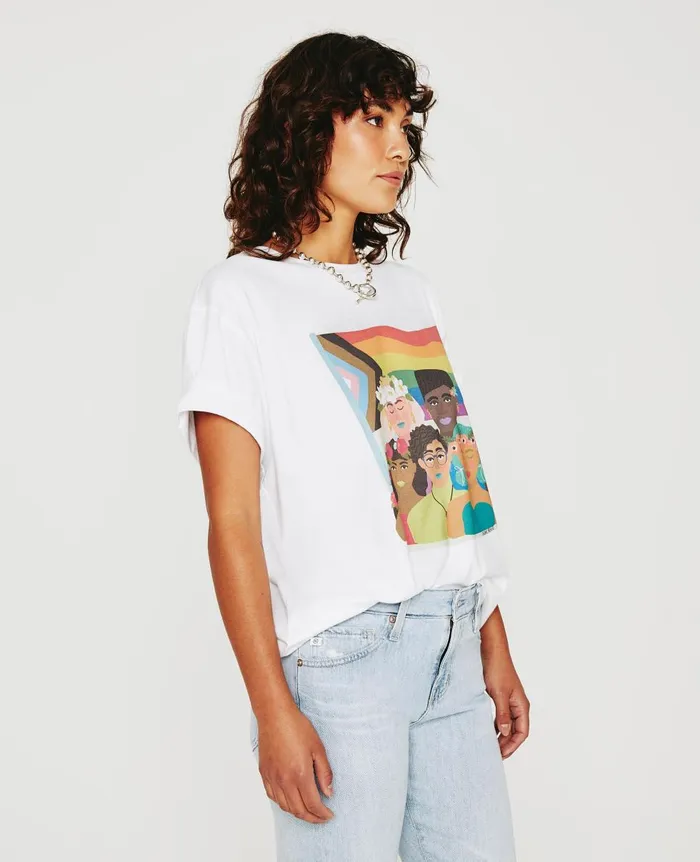 AG Jeans Bryce Crew Feel The Pride True White WomenMen Tees and Tanks AG Jeans Bryce Crew Feel The Pride True White WomenMen Tees and Tanks