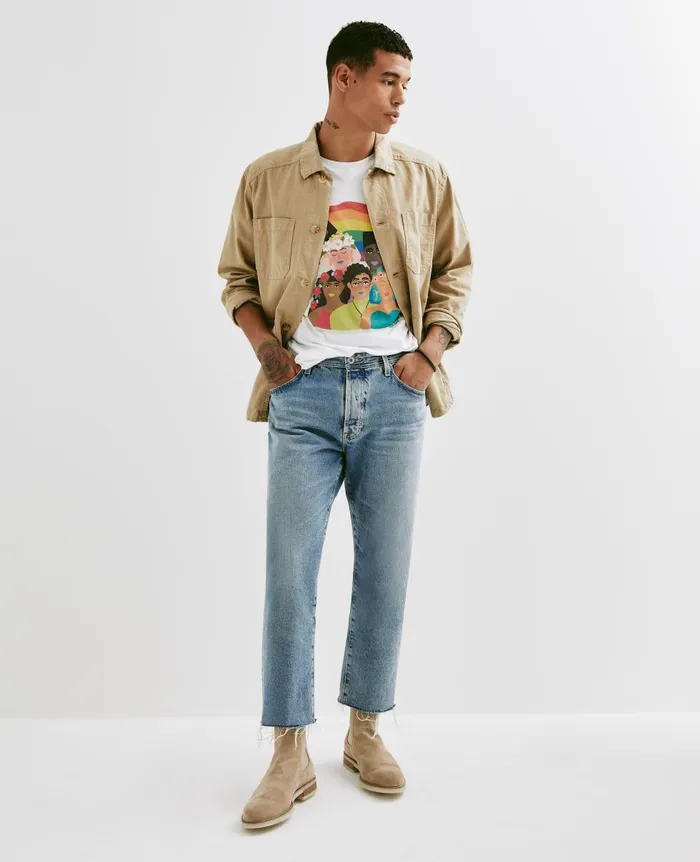 AG Jeans Bryce Crew Feel The Pride True White WomenMen Tees and Tanks AG Jeans Bryce Crew Feel The Pride True White WomenMen Tees and Tanks
