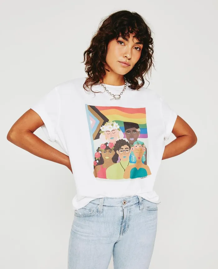 AG Jeans Bryce Crew Feel The Pride True White WomenMen Tees and Tanks AG Jeans Bryce Crew Feel The Pride True White WomenMen Tees and Tanks