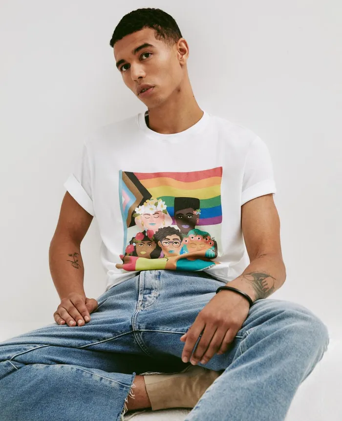 AG Jeans Bryce Crew Feel The Pride True White WomenMen Tees and Tanks AG Jeans Bryce Crew Feel The Pride True White WomenMen Tees and Tanks