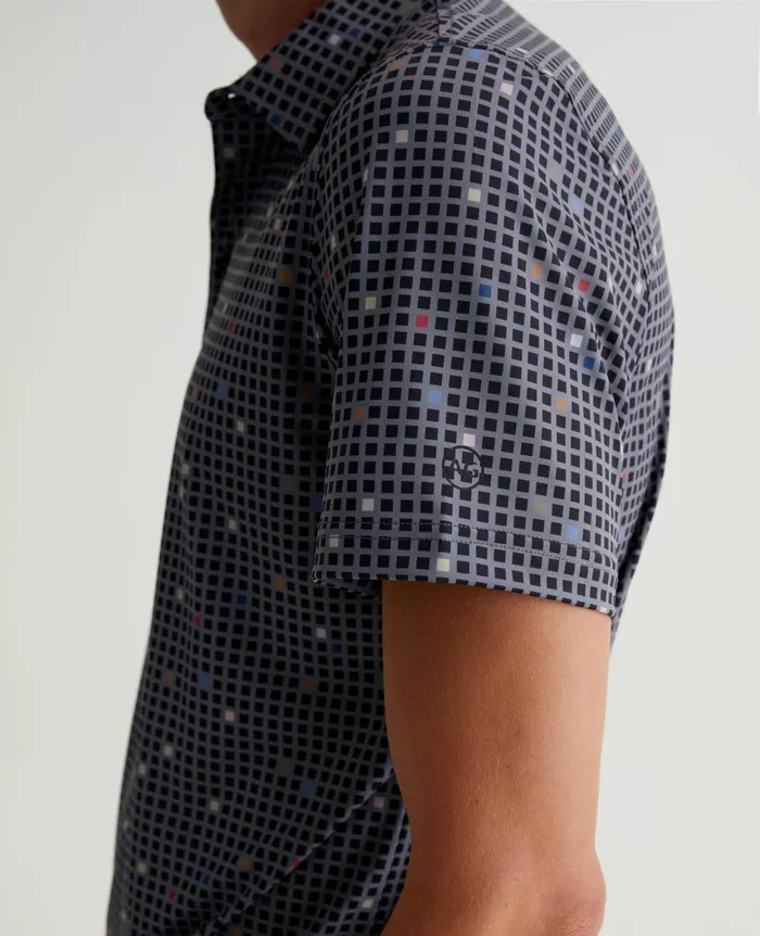 AG Jeans Bryce Polo City Grid Black Multi Men Polos AG Jeans Bryce Polo City Grid Black Multi Men Polos
