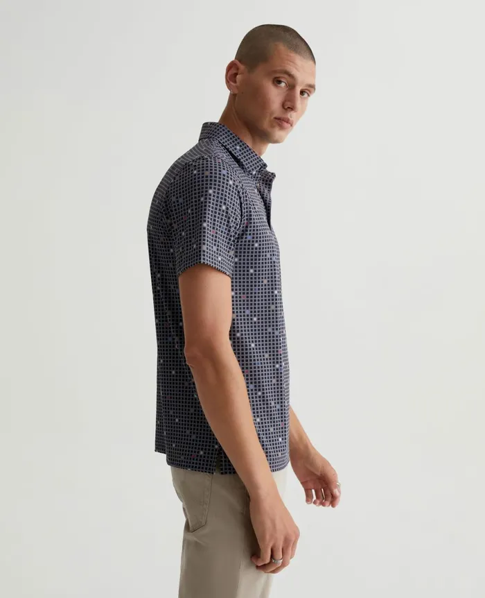 AG Jeans Bryce Polo City Grid Black Multi Men Polos AG Jeans Bryce Polo City Grid Black Multi Men Polos