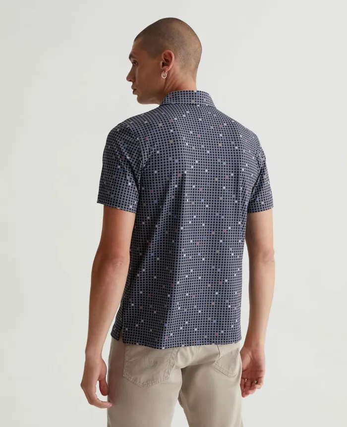 AG Jeans Bryce Polo City Grid Black Multi Men Polos AG Jeans Bryce Polo City Grid Black Multi Men Polos