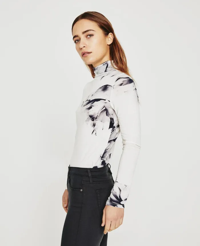 AG Jeans Chels Turtleneck Will Garden White Multi Women Tops and Shirts AG Jeans Chels Turtleneck Will Garden White Multi Women Tops and Shirts