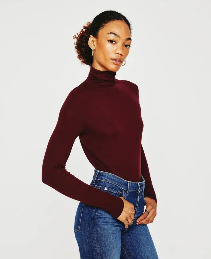 AG Jeans Chels Turtleneck Wine Bloom Women Tops and Shirts