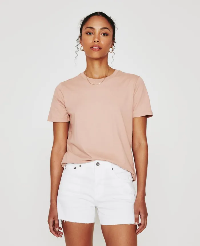 AG Jeans Jagger Crew Rose Cloud Women Tees and Tanks