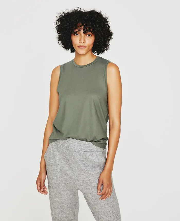 AG Jeans Jagger Muscle Tank Hunter Sage Women Tees and Tanks