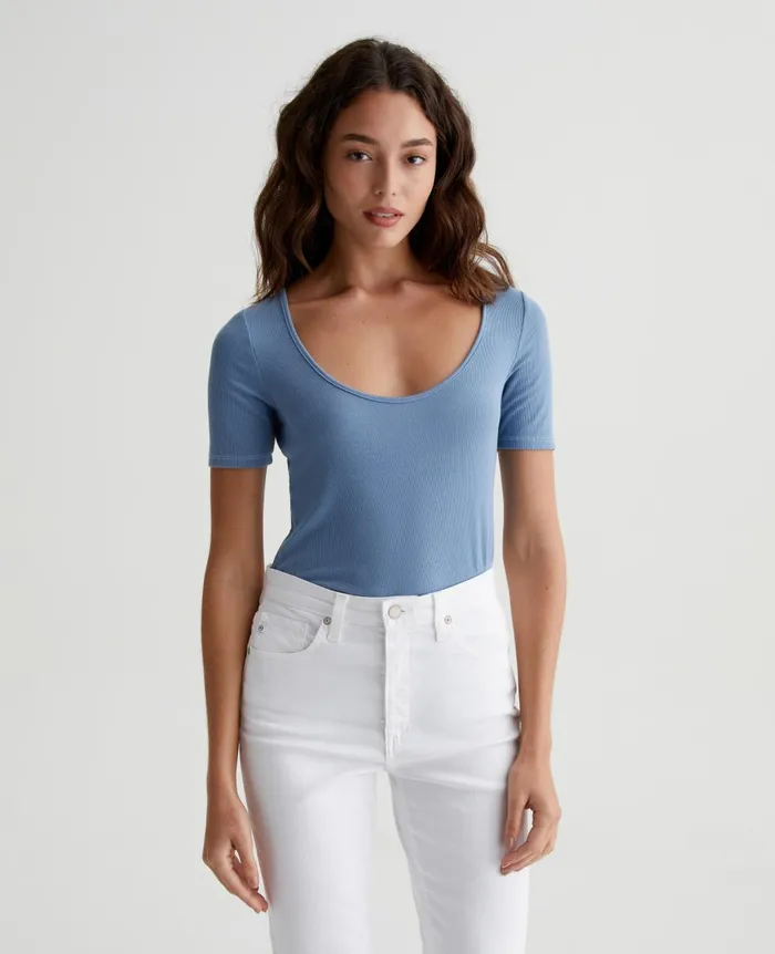 AG Jeans Jaxon Scoop Clear Skies Women Tops and Shirts