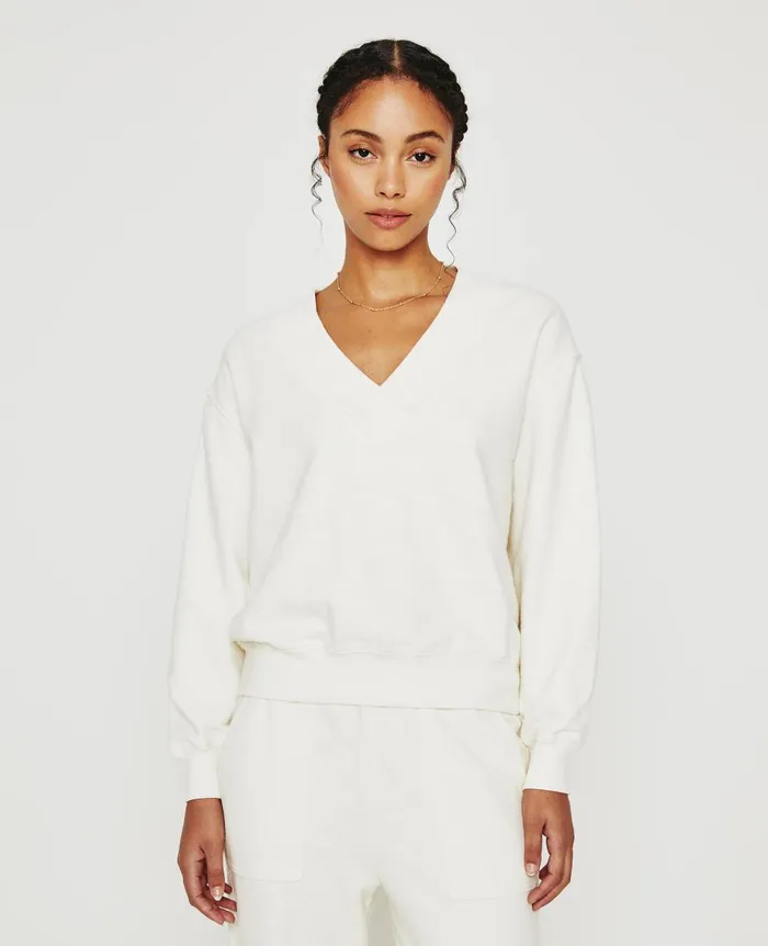 AG Jeans Nova Vee Ivory Dust Women Sweatshirts
