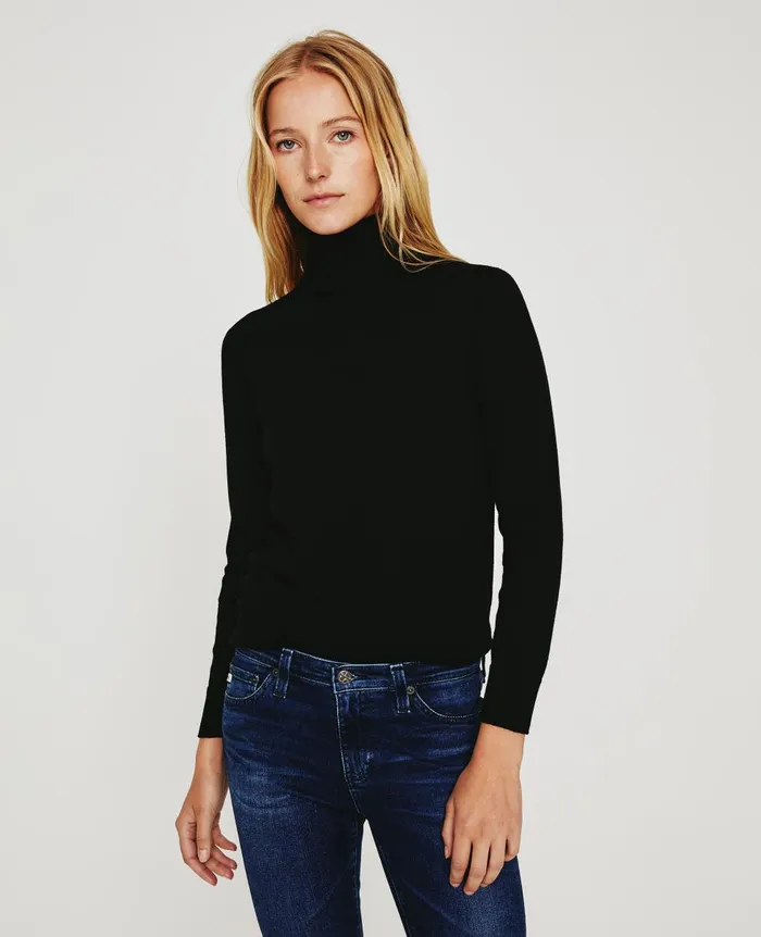 AG Jeans Zuri Turtleneck True Black Women Tops and Shirts