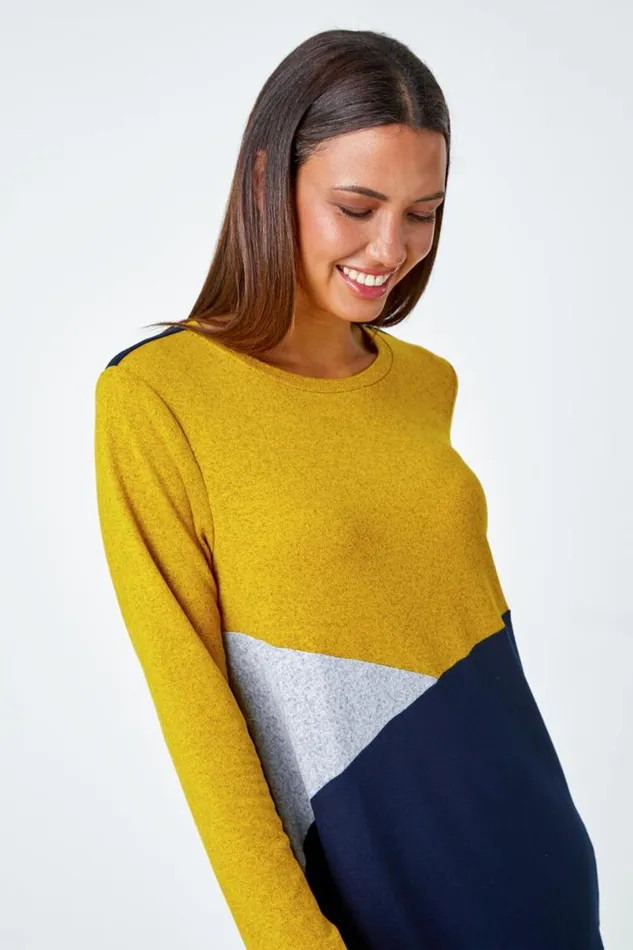 Amber Colour Block Swing Stretch Dress Women Roman Dresses