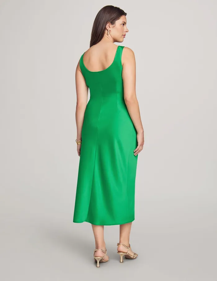 Anne Klein Bias Cut Scoop Neck Midi Dress Emerald Mint Women Clothing