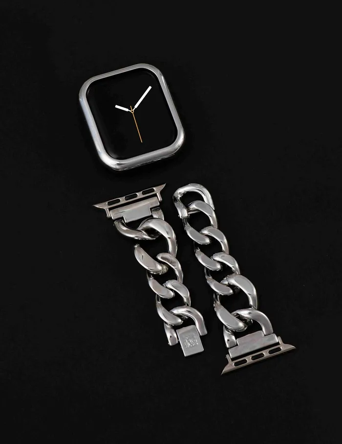 Anne Klein Chain Link Bracelet Band For Apple Watch Silvertone Women Accessories