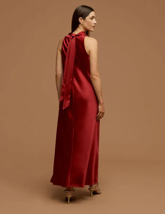 Anne Klein Cowl Neck Midi Dress Titian Red Women Clothing