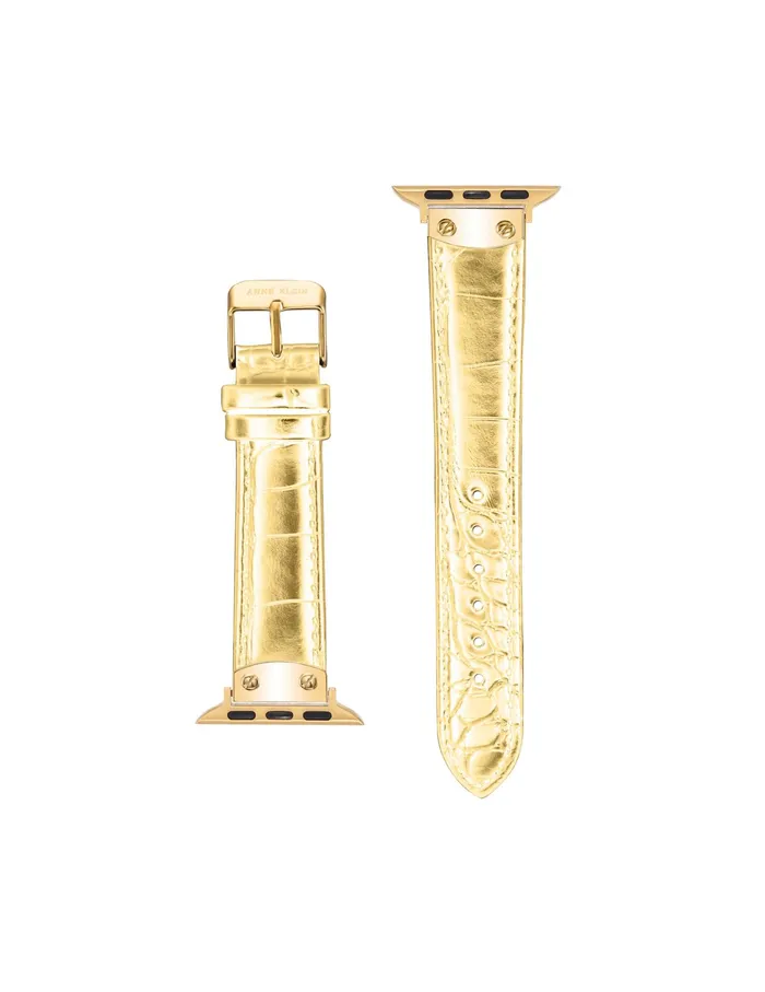 Anne Klein Croco Leather Band For Apple Watch Goldtone Women Watches 038 Jewelry
