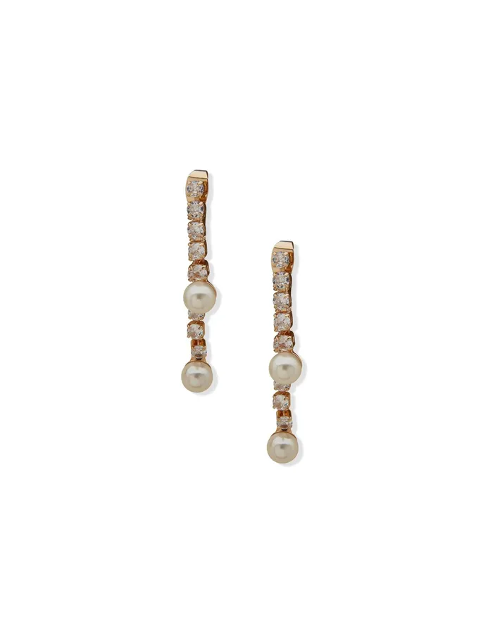 Anne Klein Crystal Linear Earrings With Faux Pearls Gold Tone Women Watches 038 Jewelry Anne Klein Crystal Linear Earrings With Faux Pearls Gold Tone Women Watches 038 Jewelry