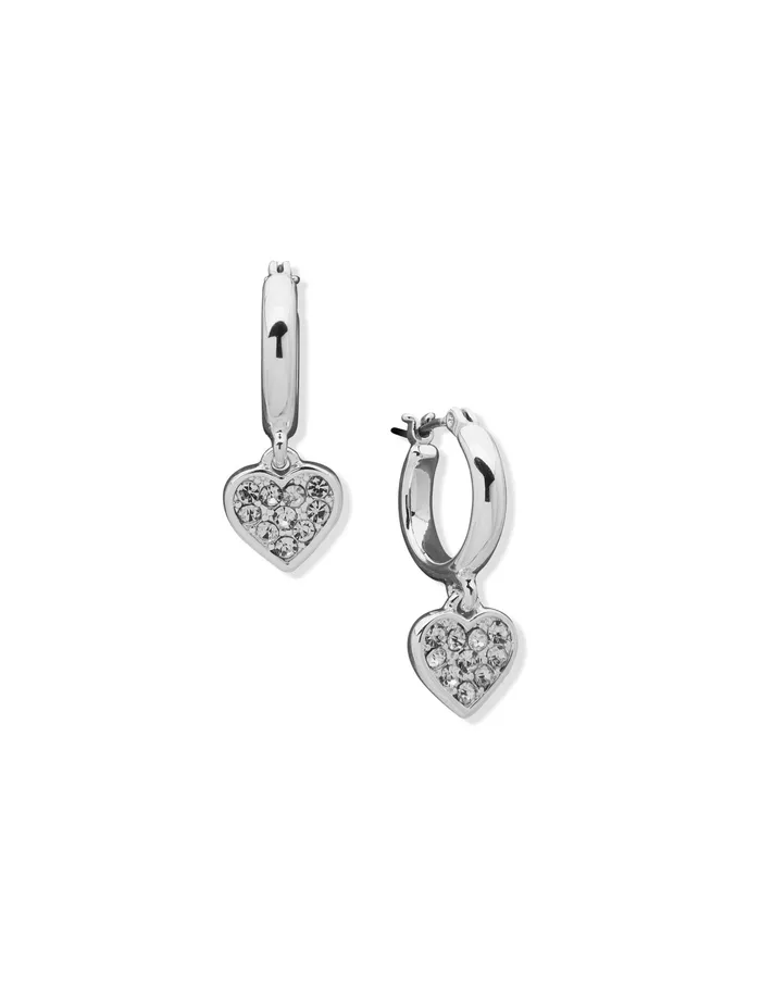 Anne Klein Hoop With Heart Drop Pierced Earring Silver Tone Women Watches 038 Jewelry Anne Klein Hoop With Heart Drop Pierced Earring Silver Tone Women Watches 038 Jewelry
