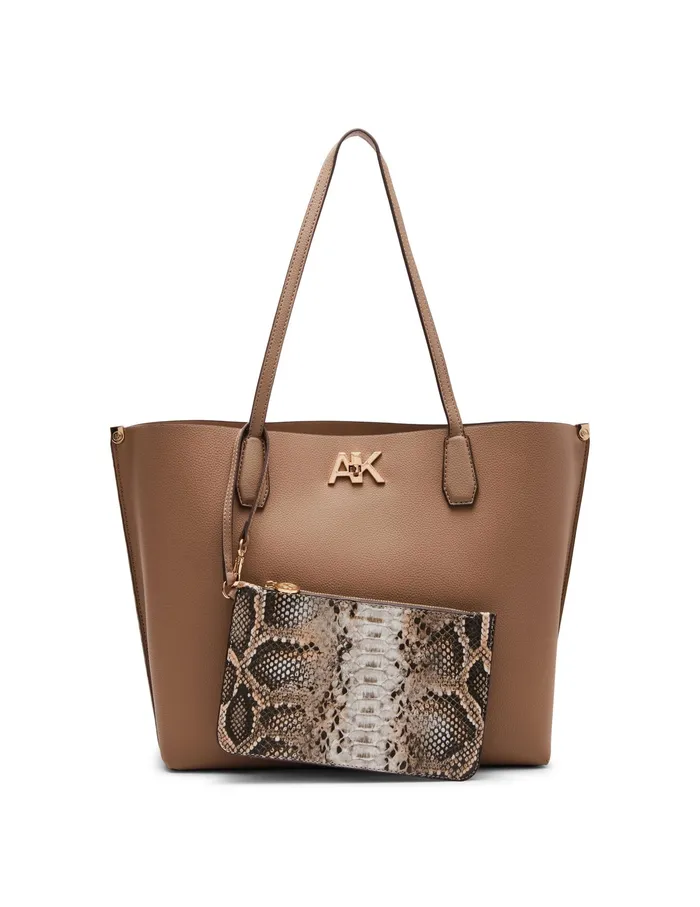 Anne Klein Large AK Turn Lock Tote Truffle Women Handbags