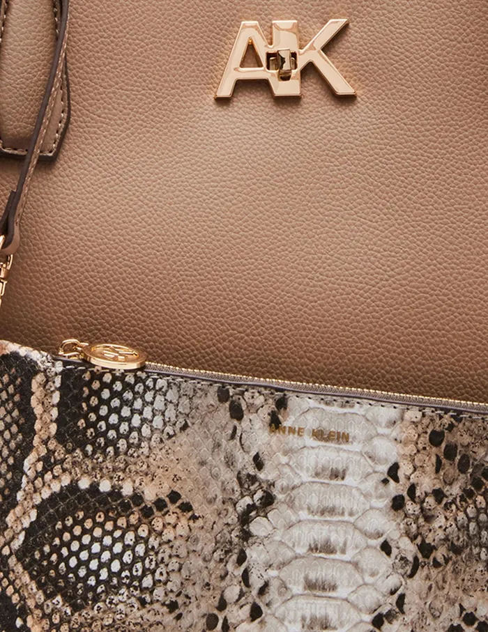 Anne Klein Large AK Turn Lock Tote Truffle Women Handbags