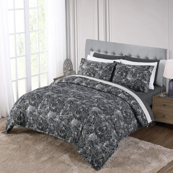 Anne Klein Marlo Comforter Set Black Women Home