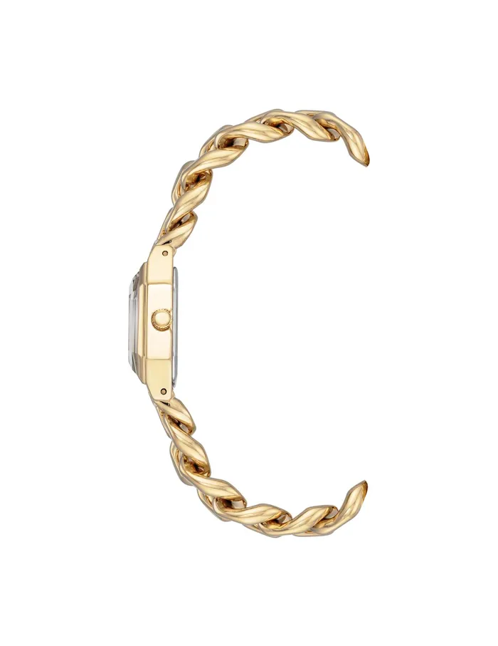 Anne Klein Octagonal Crystal Accented Chain Bracelet Watch Goldtone Women Watches 038 Jewelry