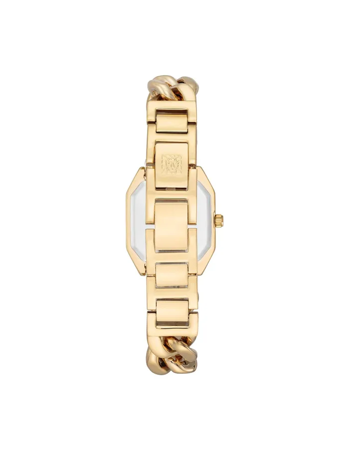 Anne Klein Octagonal Crystal Accented Chain Bracelet Watch Goldtone Women Watches 038 Jewelry