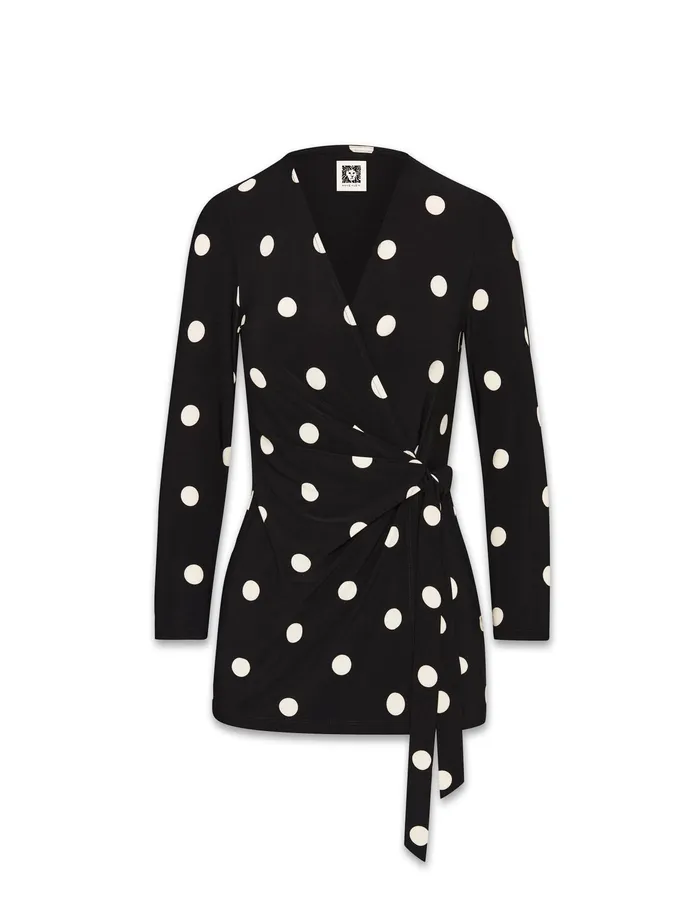 Anne Klein Petite Printed Faux Wrap Top Anne Black Women Clothing