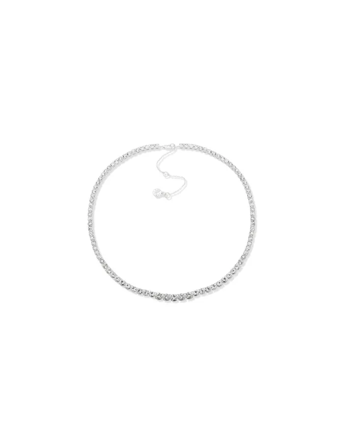 Anne Klein Prong Round Stone Collar Necklace Silvertone Women Watches 038 Jewelry