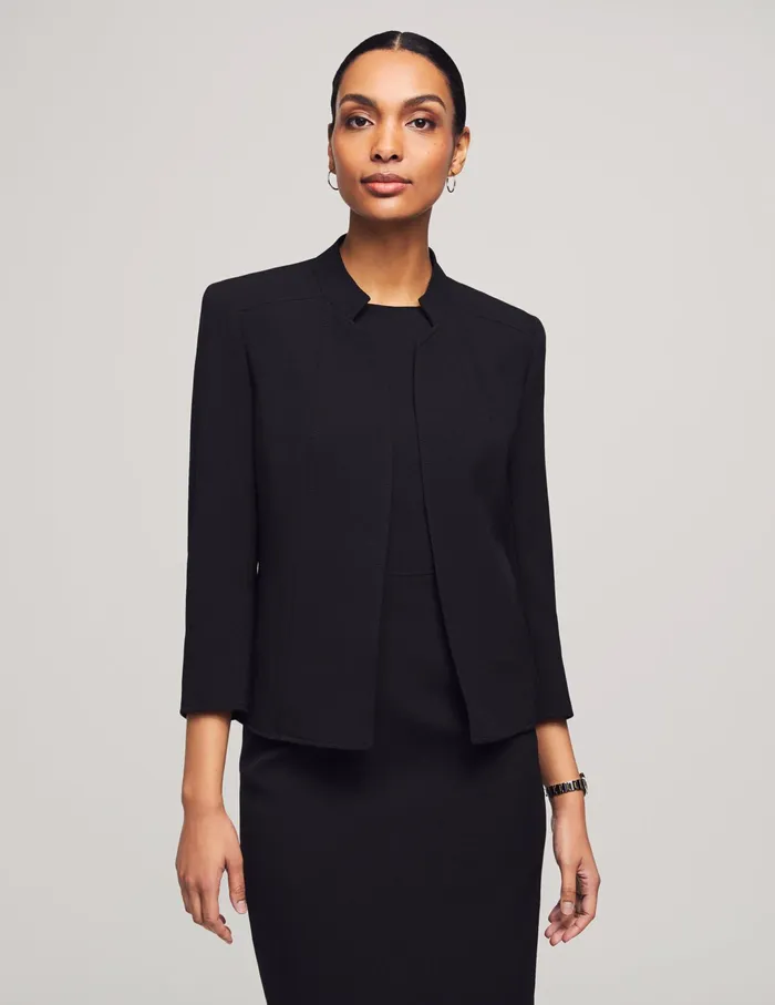 Anne Klein Stand Collar Jacket Anne Black Women Clothing