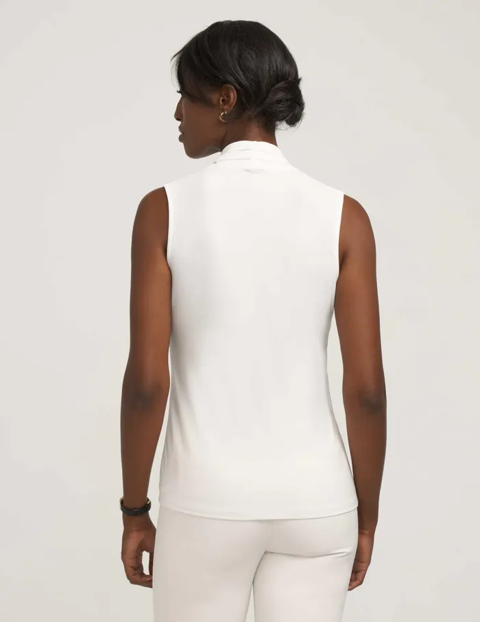 Anne Klein VNeck Triple Pleat Top Anne White Women Clothing