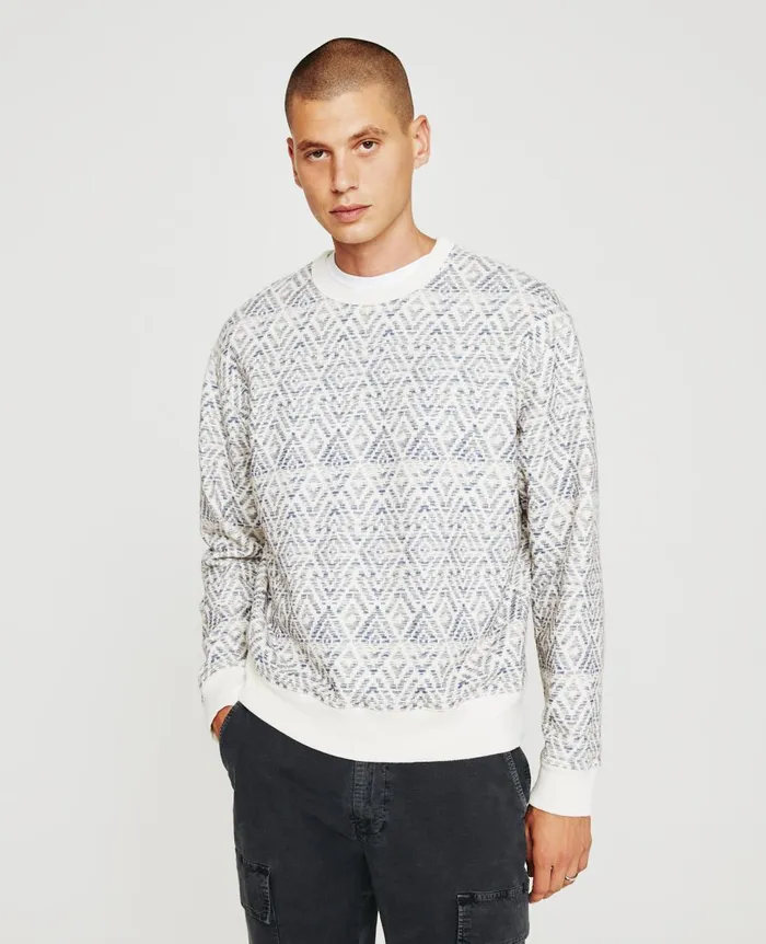 Arc Crew Diamond Chevron Blue Multi Men AG Jeans Sweatshirts