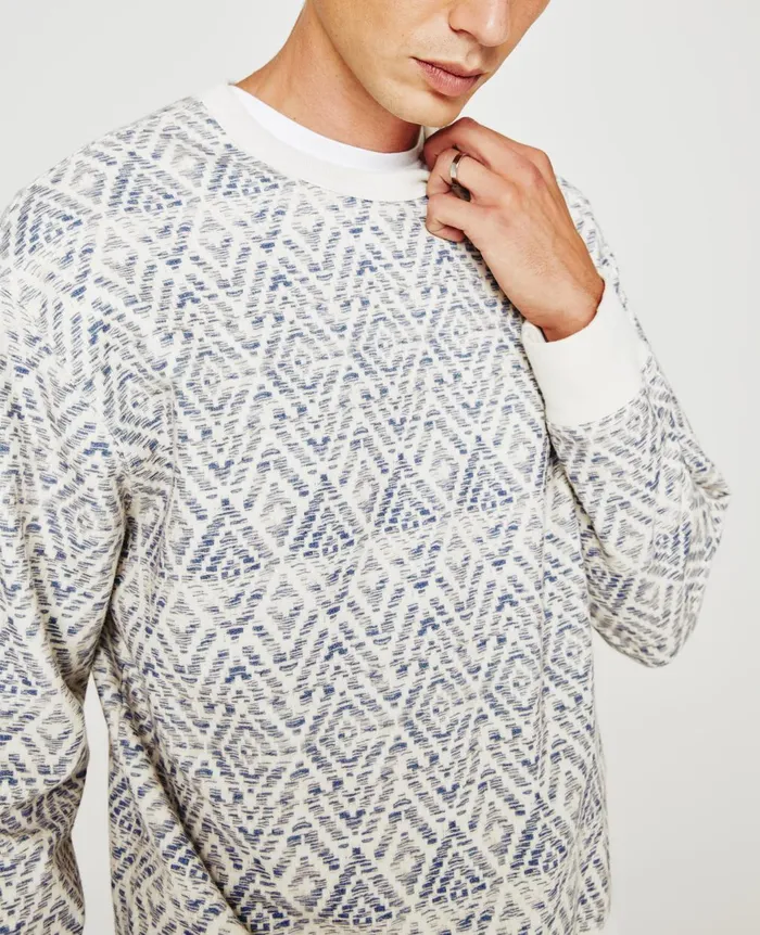 Arc Crew Diamond Chevron Blue Multi Men AG Jeans Sweatshirts Arc Crew Diamond Chevron Blue Multi Men AG Jeans Sweatshirts