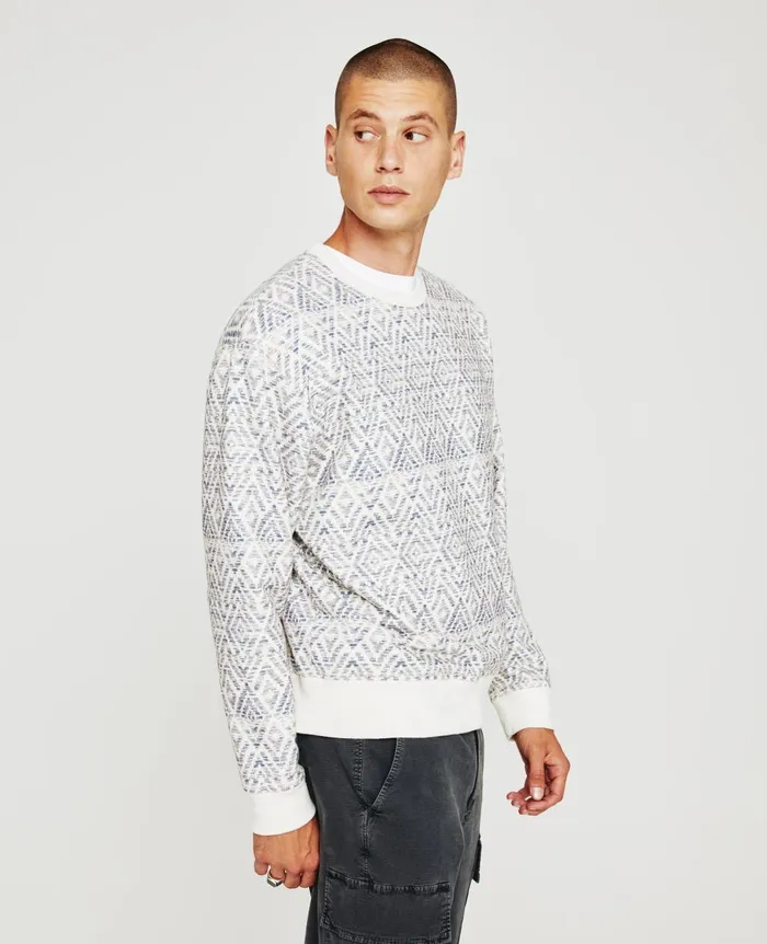 Arc Crew Diamond Chevron Blue Multi Men AG Jeans Sweatshirts Arc Crew Diamond Chevron Blue Multi Men AG Jeans Sweatshirts